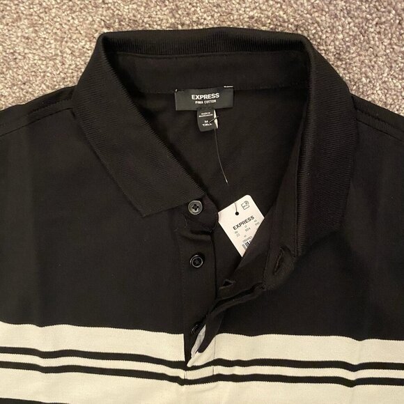 Express Men's Multi Striped Perfect Pima Cotton Pique Polo Size M Tall - NWT $64 - Picture 6 of 15